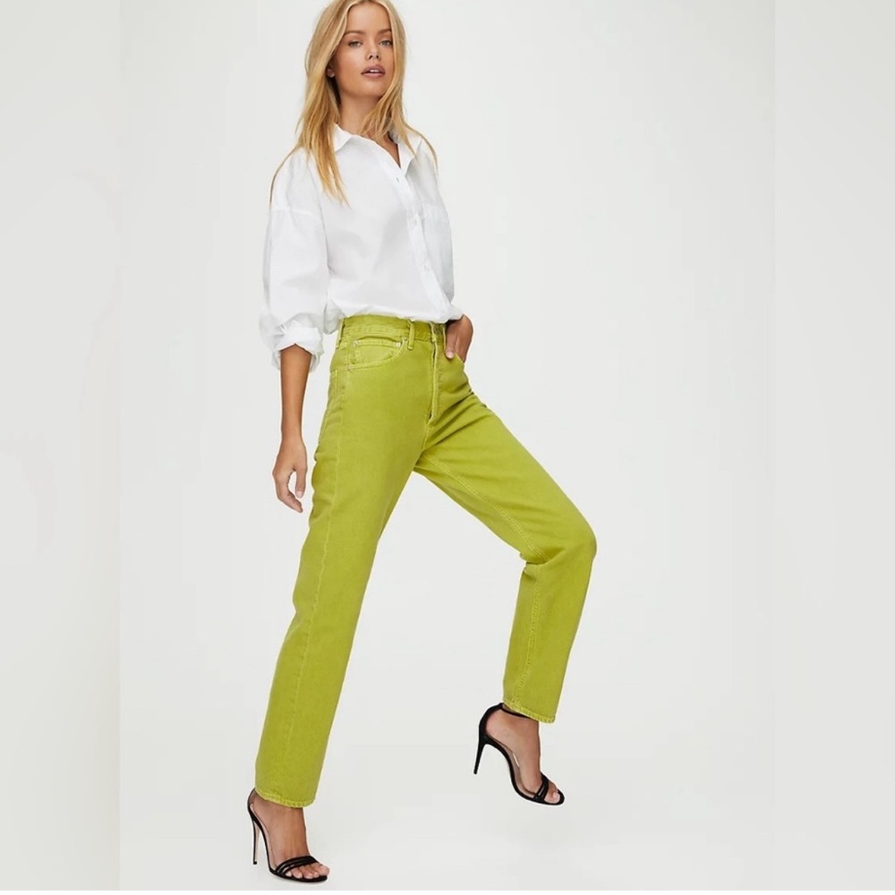 Agolde 90s jean in matcha green 24 fits like 26 rare great condition
